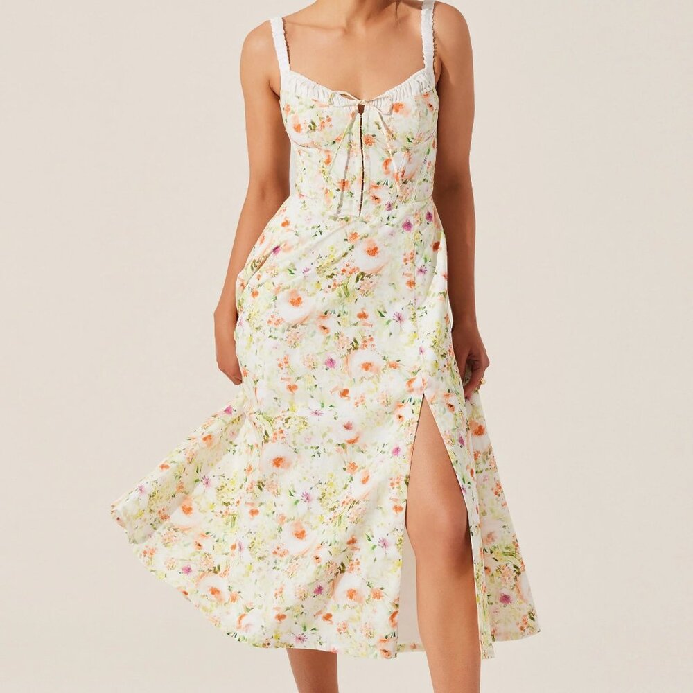 ASTR The Label Julietta Floral Corset Midi Dress